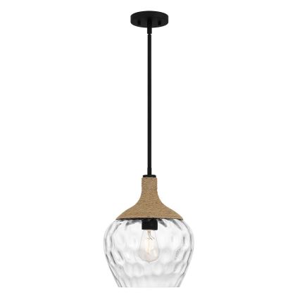 Quoizel - Hanglamp met vaste pendel ROYER 1xE27/60W/230V diameter 30,2 cm doorzichtig/zwart/beige