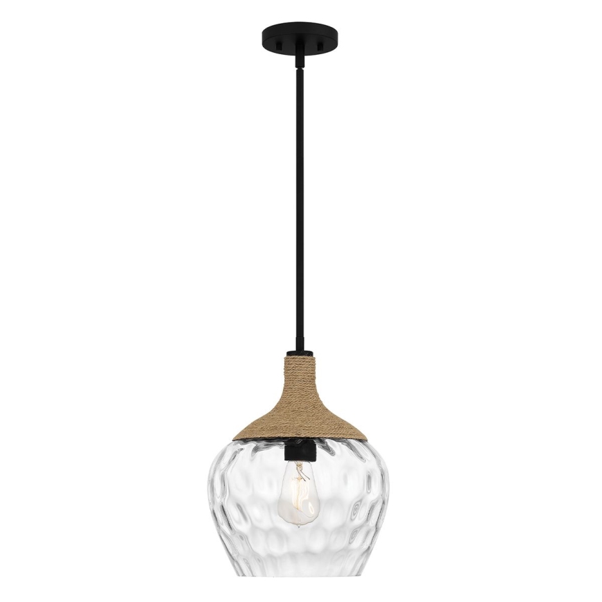 Quoizel - Hanglamp met vaste pendel ROYER 1xE27/60W/230V diameter 30,2 cm doorzichtig/zwart/beige