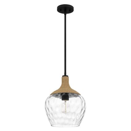 Quoizel - Hanglamp met vaste pendel ROYER 1xE27/60W/230V diameter 30,2 cm doorzichtig/zwart/beige