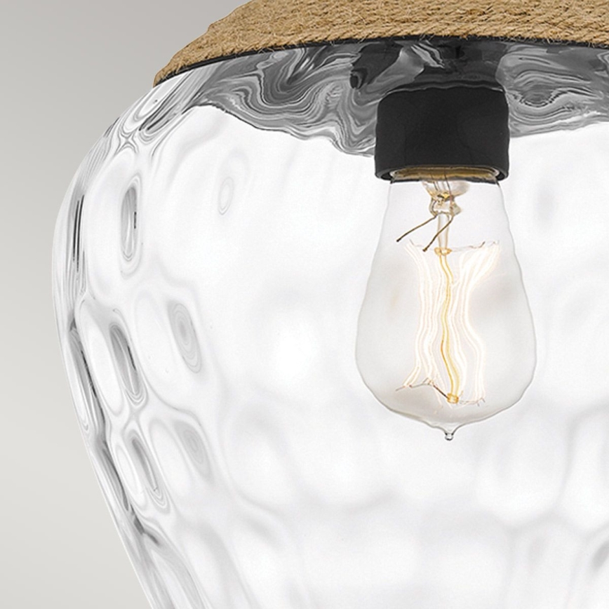 Quoizel - Hanglamp met vaste pendel ROYER 1xE27/60W/230V diameter 30,2 cm doorzichtig/zwart/beige