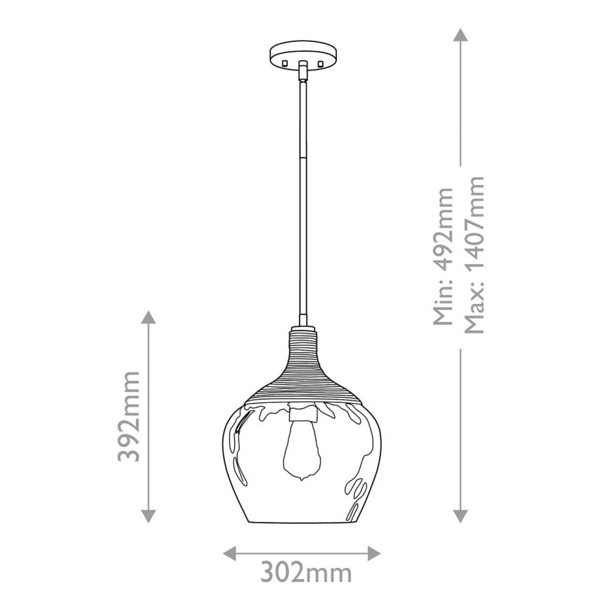 Quoizel - Hanglamp met vaste pendel ROYER 1xE27/60W/230V diameter 30,2 cm doorzichtig/zwart/beige