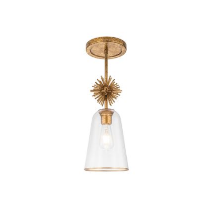 Quoizel - Hanglamp met vaste pendel STARING 1xE27/40W/230V diameter 18,4 cm goud/patina/doorzichtig
