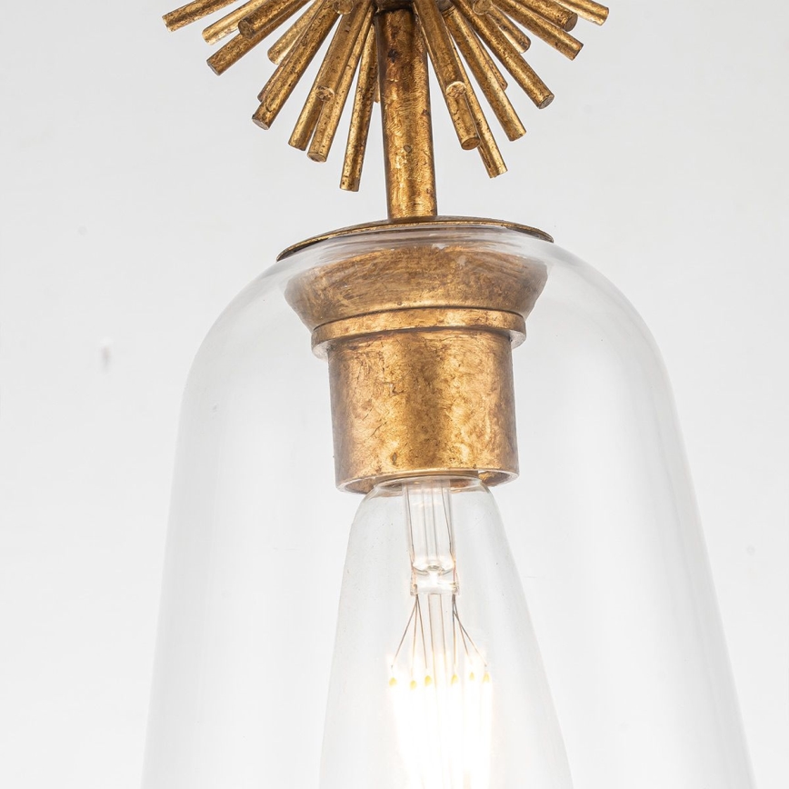 Quoizel - Hanglamp met vaste pendel STARING 1xE27/40W/230V diameter 18,4 cm goud/patina/doorzichtig