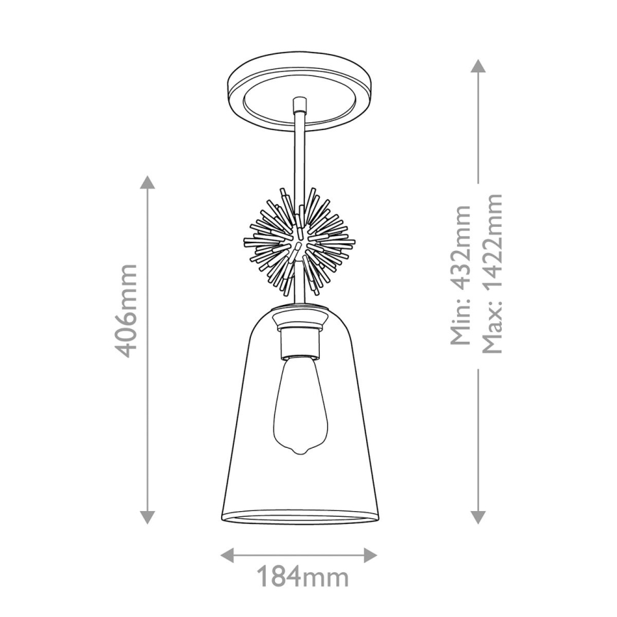 Quoizel - Hanglamp met vaste pendel STARING 1xE27/40W/230V diameter 18,4 cm goud/patina/doorzichtig