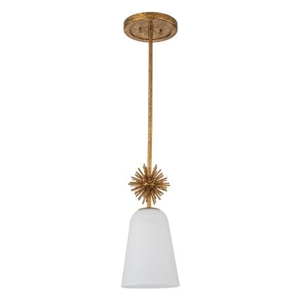 Quoizel - Hanglamp met vaste pendel STARING 1xE27/40W/230V diameter 18,4 cm goud/patina/wit