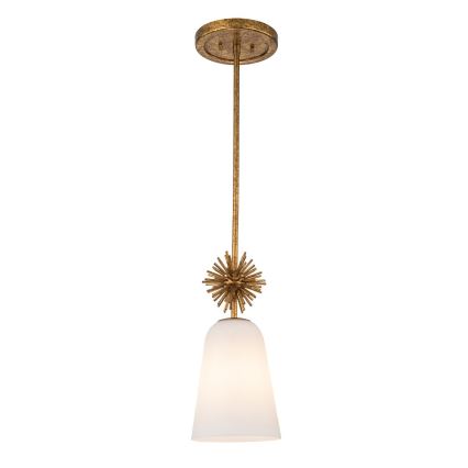 Quoizel - Hanglamp met vaste pendel STARING 1xE27/40W/230V diameter 18,4 cm goud/patina/wit