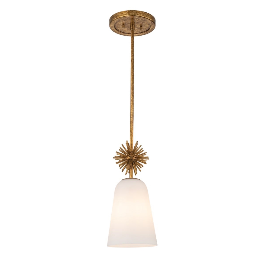 Quoizel - Hanglamp met vaste pendel STARING 1xE27/40W/230V diameter 18,4 cm goud/patina/wit