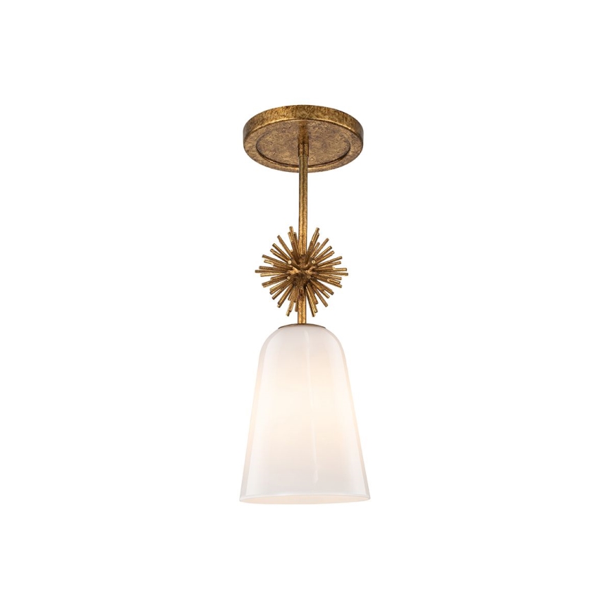 Quoizel - Hanglamp met vaste pendel STARING 1xE27/40W/230V diameter 18,4 cm goud/patina/wit