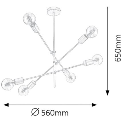 Rabalux - Hanglamp met vaste pendel 6xE27/15W/230V