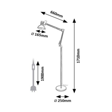 Rabalux - Staande lamp 1xE27/40W/230V zwart/glanzend chroom