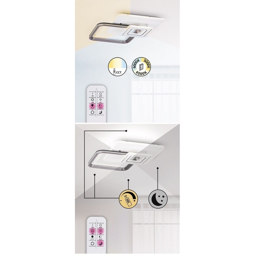 Rabalux - Dimbare LED Hanglamp voor Oppervlak Montage LED/48W/230V 3000K/4000K/6000K + AB