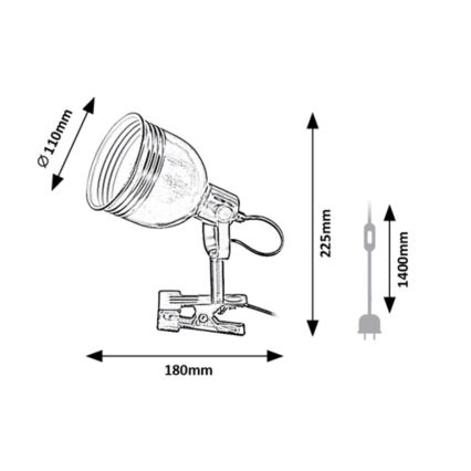 Rabalux - Lamp met een klem 1xE14/25W/230V zwart