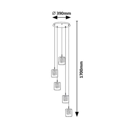 Rabalux - Kristallen hanglamp aan een koord 5xG9/40W/230V