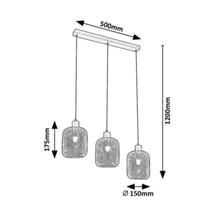 Rabalux - Hanglamp aan een koord 3xE27/60W/230V