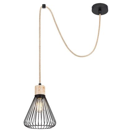 Rabalux - Hanglamp aan een koord 1xE27/40W/230V zwart/beuk