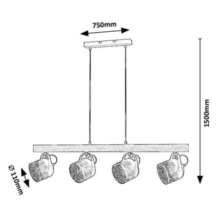 Rabalux  - Hanglamp aan een koord ROTEM 4xE14/40W/230V