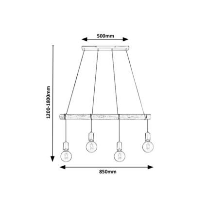 Rabalux - Hanglamp aan een koord 4xE27/40W/230V eucalyptus