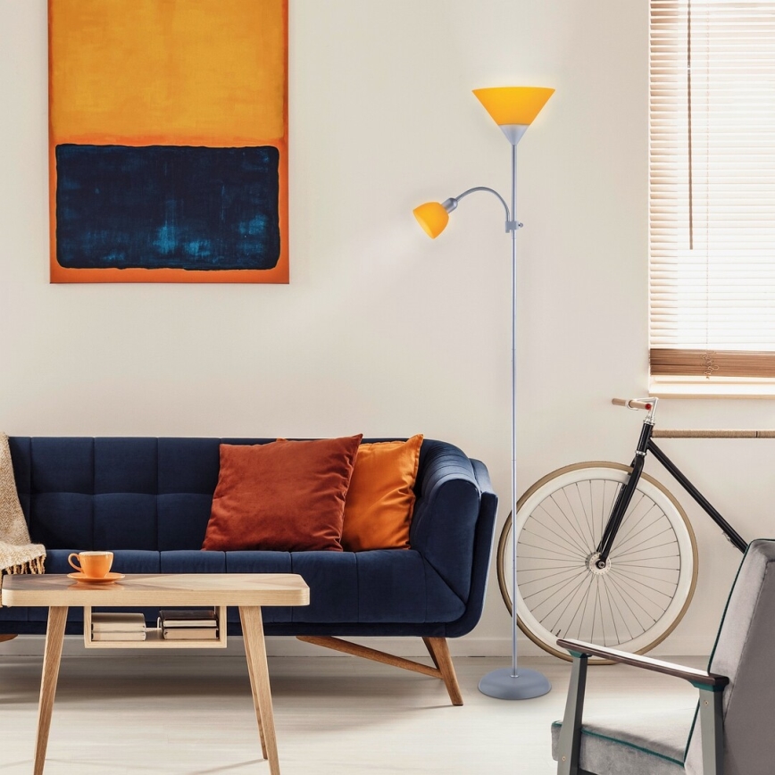 Rabalux - Staande Lamp 1xE27/100W+E14/25W grijs/oranje