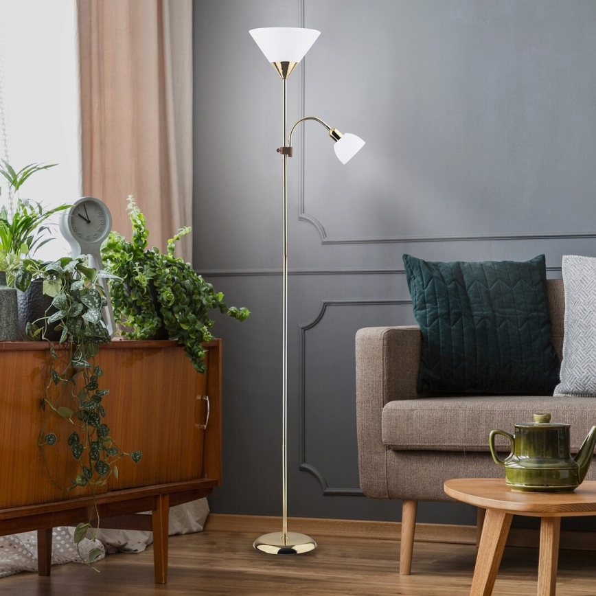 Rabalux - Staande lamp 1xE27/100W+E14/25W goud/wit