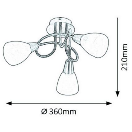 Rabalux 5532 - Mat Chromen Plafondlamp JENNA 3x E14 / 40W / 230V