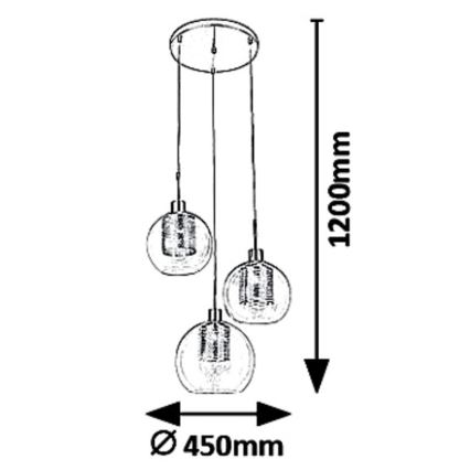 Rabalux 6496 - Hanglamp aan koord PHILANA 3xE14/40W/230V