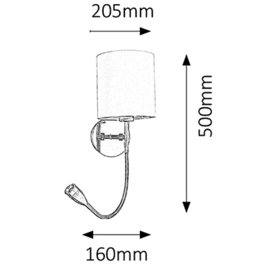 Rabalux 6529 - Wandlamp LARKIN 1xE27/40W+LED/3W