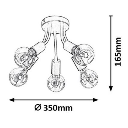 Rabalux 6809 - Plafondlamp ALMUS 5xE27/60W/230V