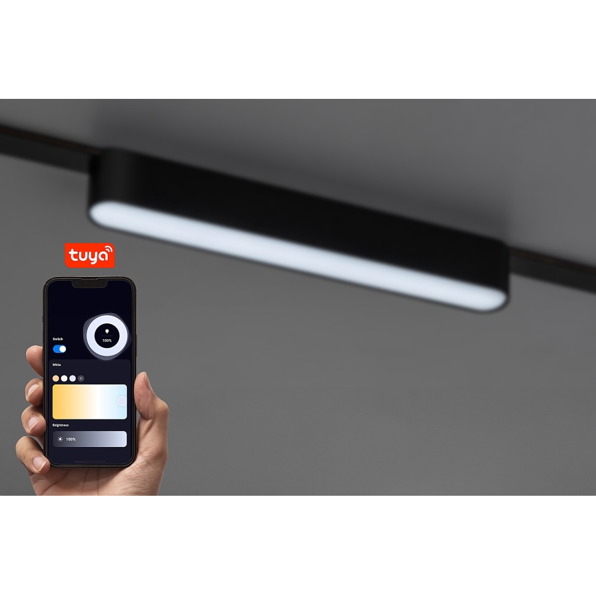 Rabalux - LED Dimbare plafondlamp voor 1-fase railsysteem LED/12W/24V 2700-5500K Wi-Fi Tuya 22 cm zwart