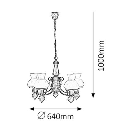 Rabalux - Hanglamp aan een ketting 5xE27/60W/230V walnoot