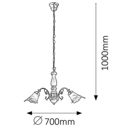 Rabalux - Hanglamp aan een ketting 3xE14/40W/230V walnoot