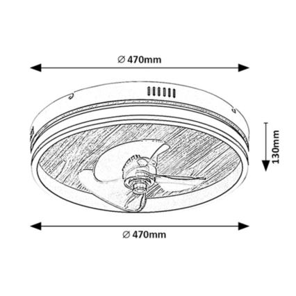 Rabalux - LED Dimbare plafondlamp met ventilator LED/30W/230V 3000-6500K + afstandsbediening