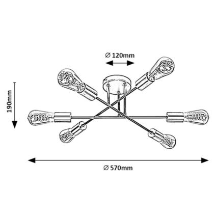 Rabalux - Bevestigde hanglamp 6xE27/25W/230V