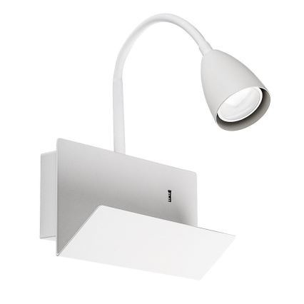 Rabalux - Wandlamp met plank en USB port 1xGU10/25W/230V wit