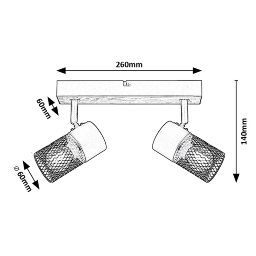 Rabalux - Spot 2xE14/40W/230V eiken