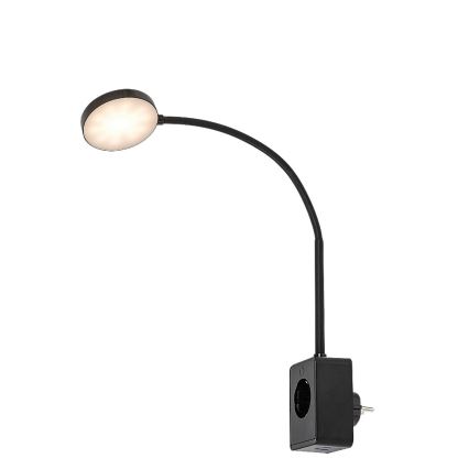 Rabalux - Dimbare zwarte LED-wandlamp LED/4W/230V met USB-poort voor in het stopcontact