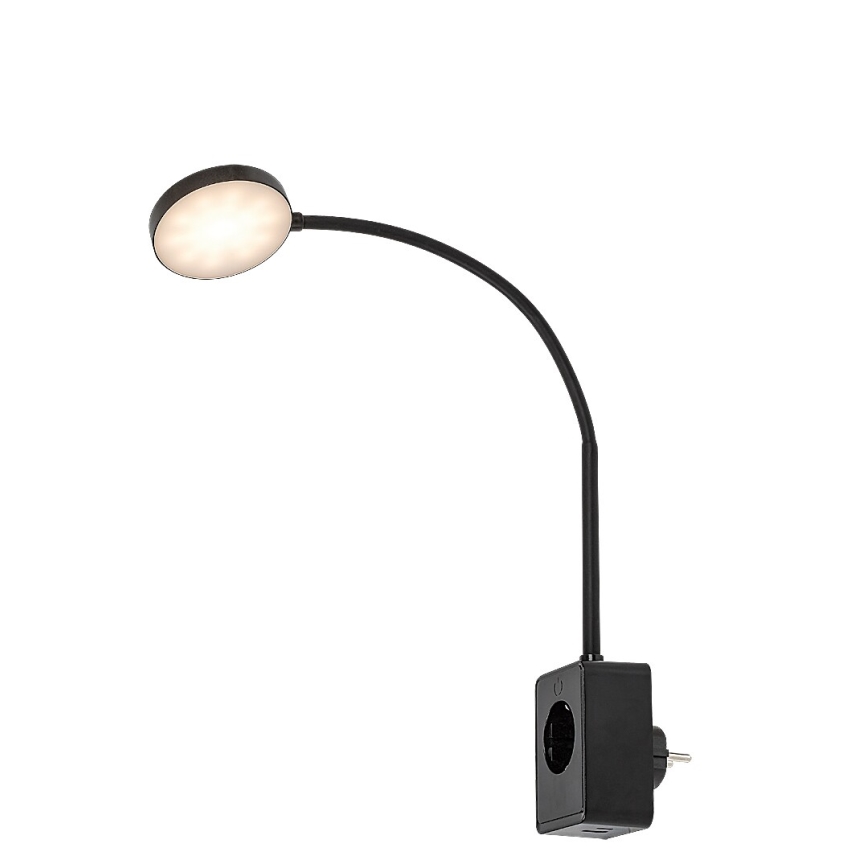 Rabalux - Dimbare zwarte LED-wandlamp LED/4W/230V met USB-poort voor in het stopcontact