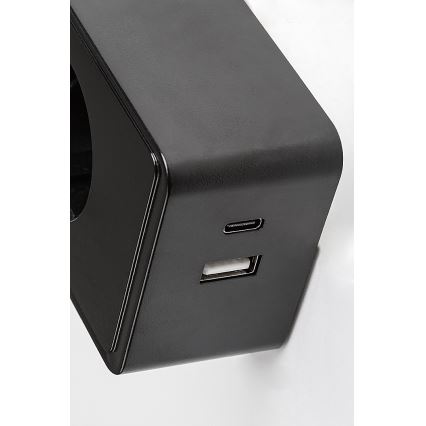 Rabalux - Dimbare zwarte LED-wandlamp LED/4W/230V met USB-poort voor in het stopcontact