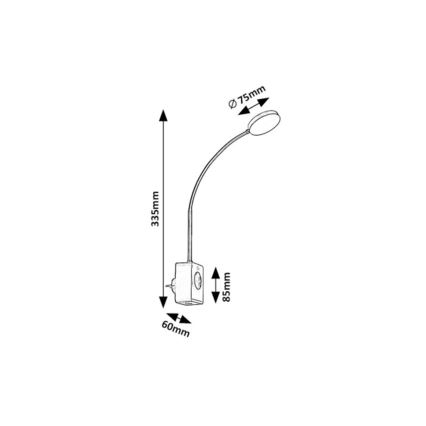 Rabalux - Dimbare zwarte LED-wandlamp LED/4W/230V met USB-poort voor in het stopcontact
