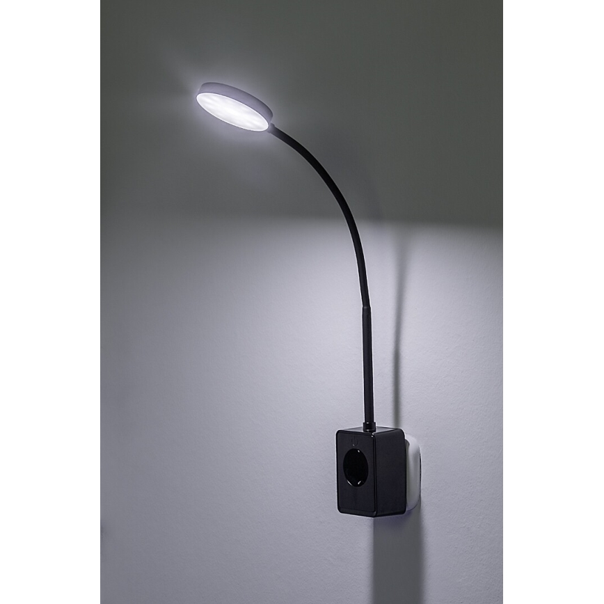 Rabalux - dimbare LED-wandlamp LED/4W/230V met USB-poort voor stopcontact 3000/4000/6000K zwart
