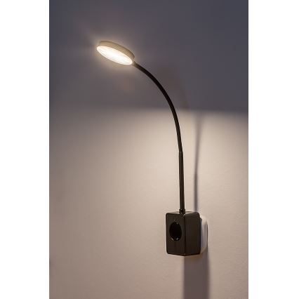 Rabalux - dimbare LED-wandlamp LED/4W/230V met USB-poort voor stopcontact 3000/4000/6000K zwart