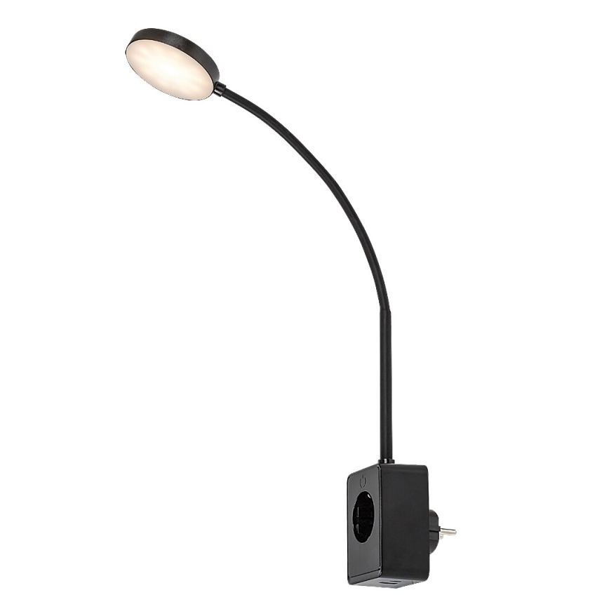 Rabalux - dimbare LED-wandlamp LED/4W/230V met USB-poort voor stopcontact 3000/4000/6000K zwart
