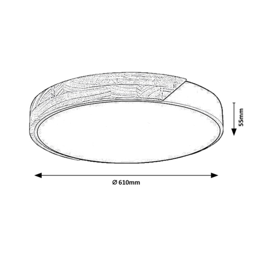 Rabalux - LED plafondlamp LED/24W/230V 3000K wit/eiken Ø 61 cm