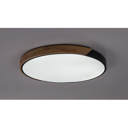 Rabalux - LED-plafondlamp, 42W, 230V, 3000/4000/6500K, zwart/eiken, Ø 41 cm