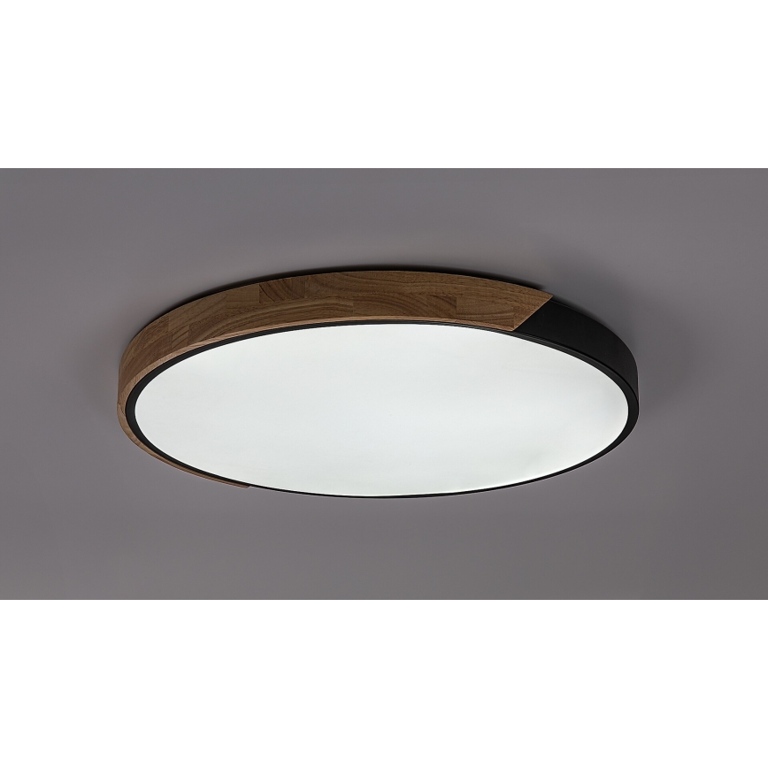 Rabalux - LED-plafondlamp, 42W, 230V, 3000/4000/6500K, zwart/eiken, Ø 41 cm