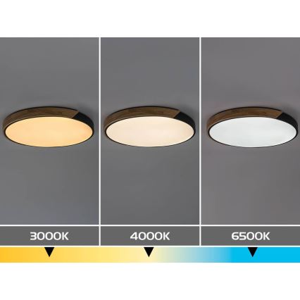 Rabalux - LED plafondlamp LED/42W/230V 3000/4000/6500K zwart/eiken Ø 61 cm