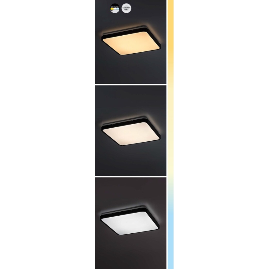 Rabalux - LED Badkamer plafondlamp LED/36W/230V 3000/4000/6000K IP44 42x42 cm zwart