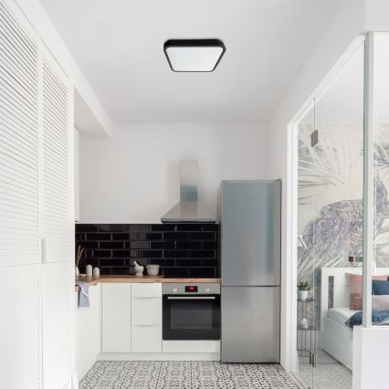 Rabalux - LED Dimbare badkamer plafondverlichting LED/36W/230V 3000-6000K IP44 42x42 cm zwart + afstandsbediening
