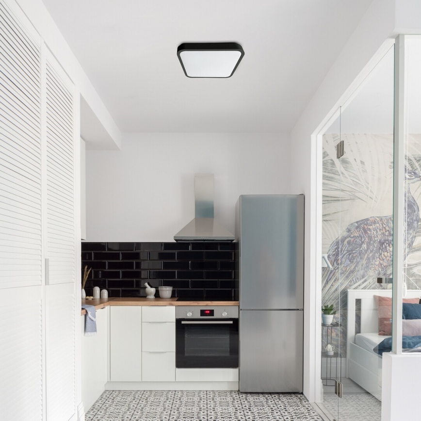 Rabalux - LED Dimbare badkamer plafondverlichting LED/36W/230V 3000-6000K IP44 42x42 cm zwart + afstandsbediening