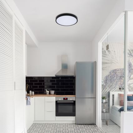 Rabalux - LED Dimbare badkamer plafondverlichting LED/24W/230V 3000-6000K IP44 diameter 35,5 cm zwart + afstandsbediening