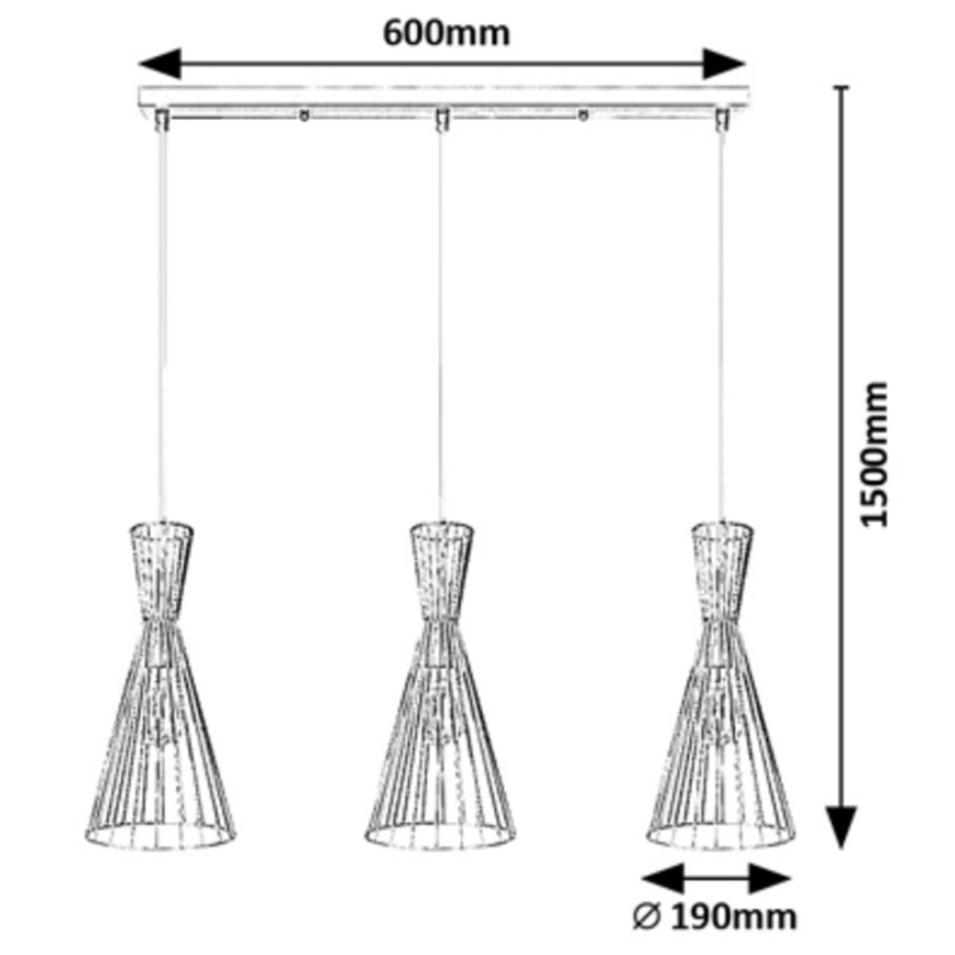Rabalux - Hanglamp aan kabel 3xE27/60W/230V
